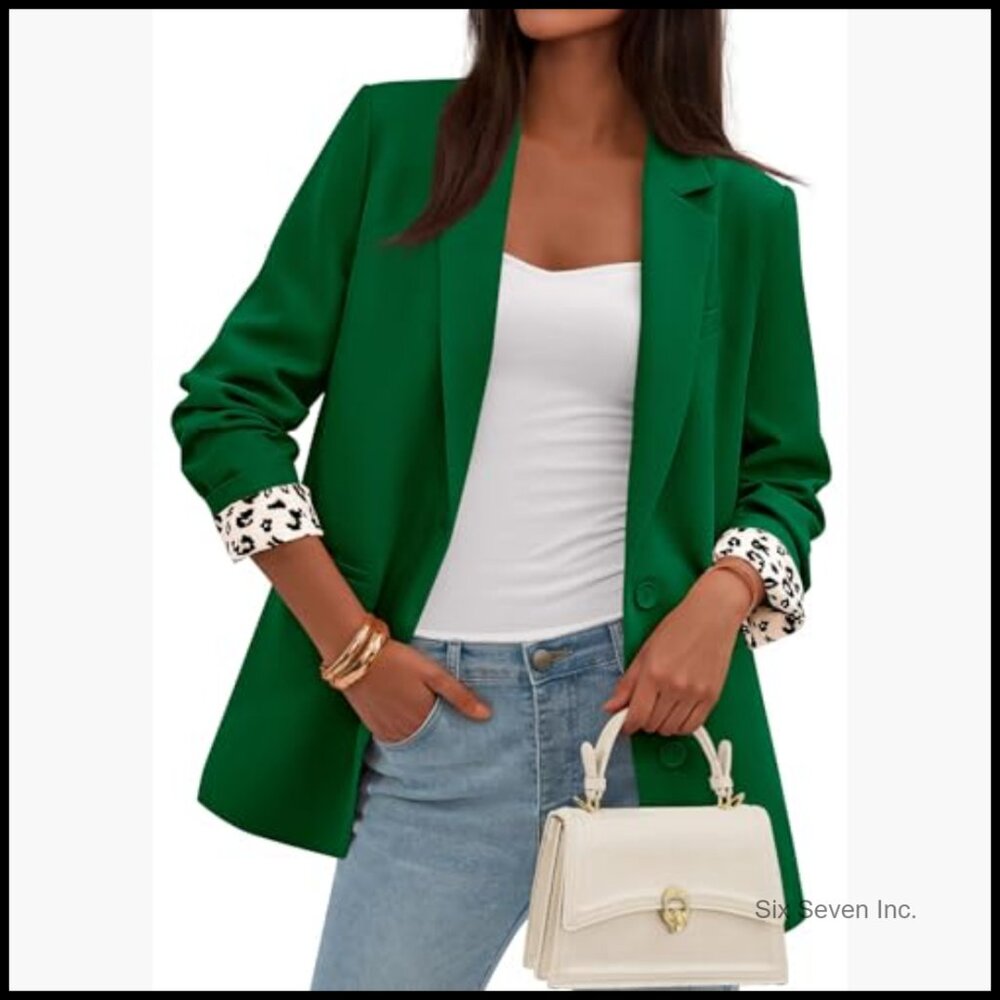 Polyester Blazer with Leopard Lining for Business… - image 3